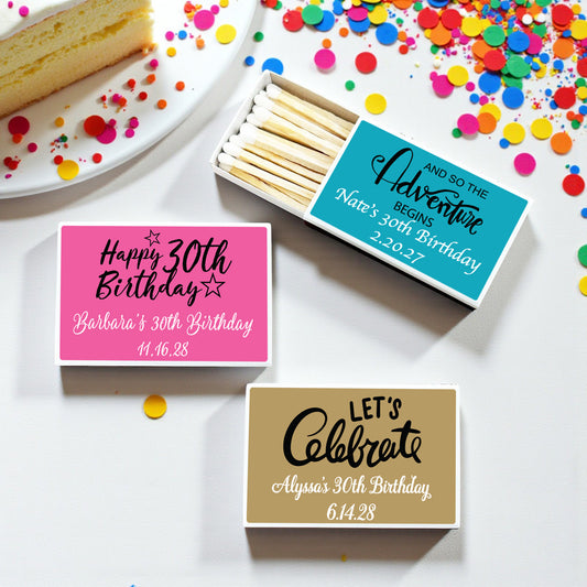 30th Birthday Personalized Matchbox - Set of 50