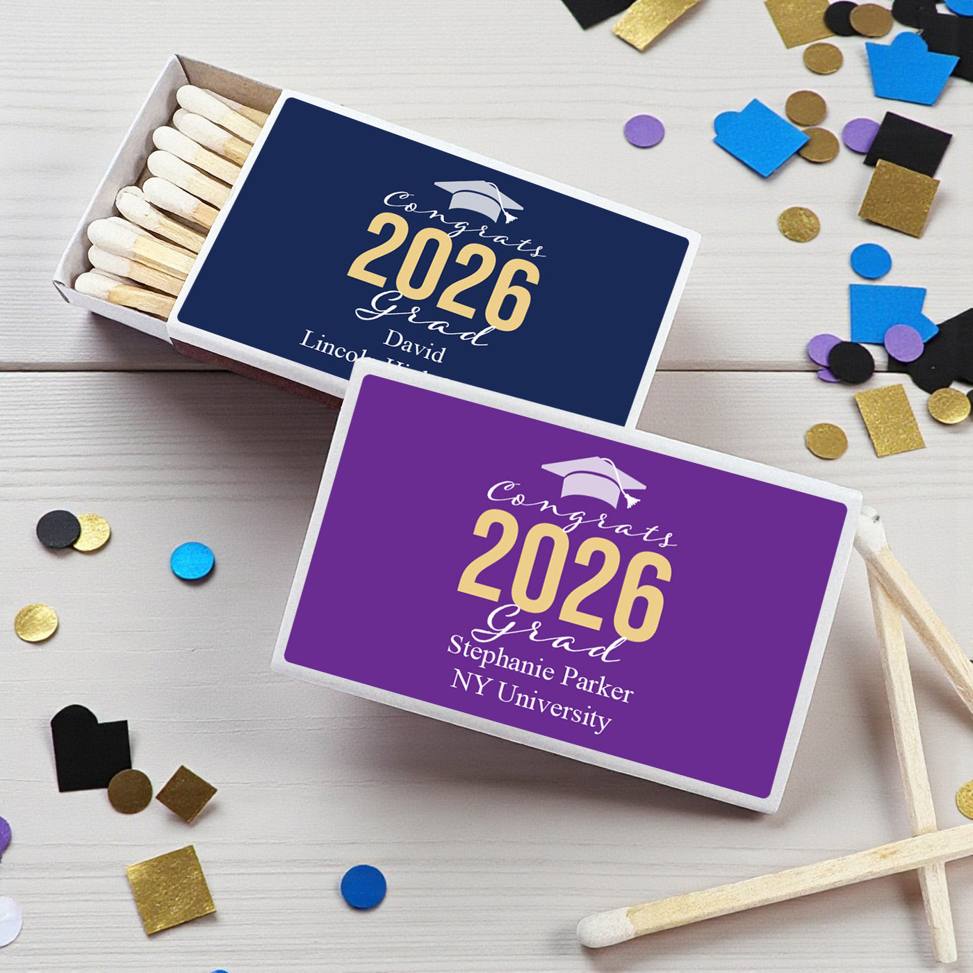 Congrats Grad Personalized Matchbox - Set of 50