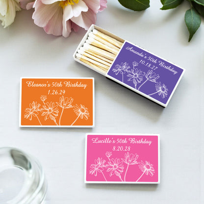 Floral Personalized Matchbox - Set of 50