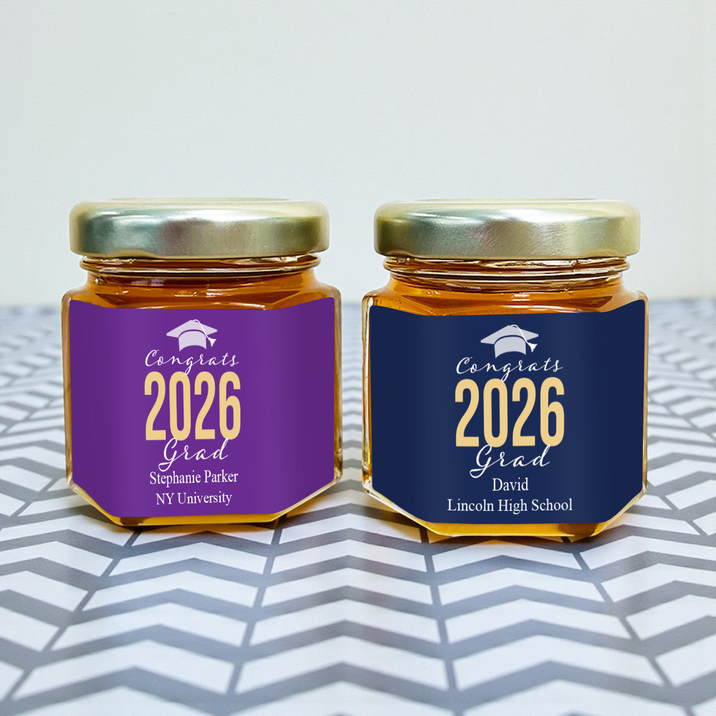 Congrats Grad Personalized Mini Honey Jar Filled with Honey - Set of 12