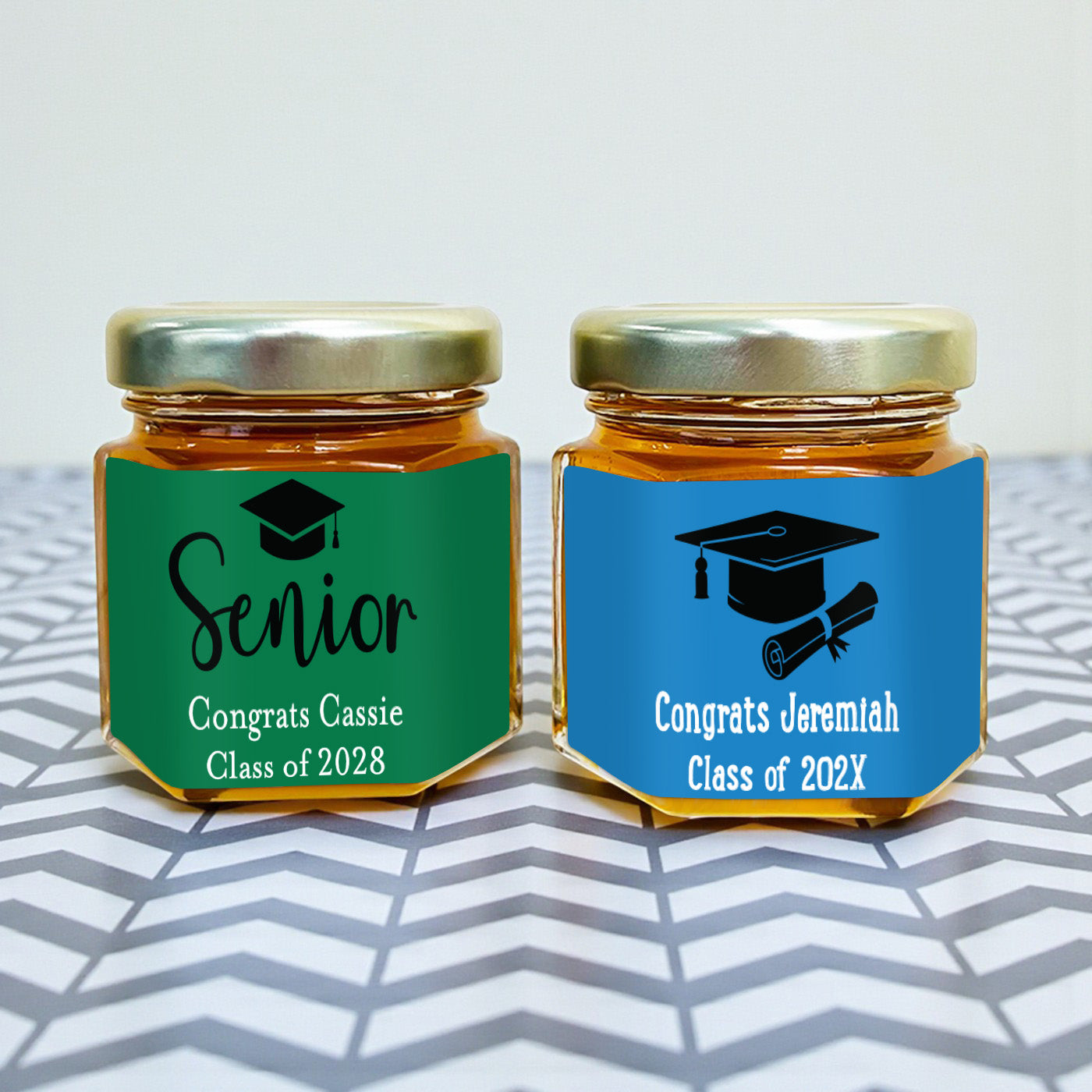 Graduation Personalized Mini Honey Jar Filled with Honey - Set of 12