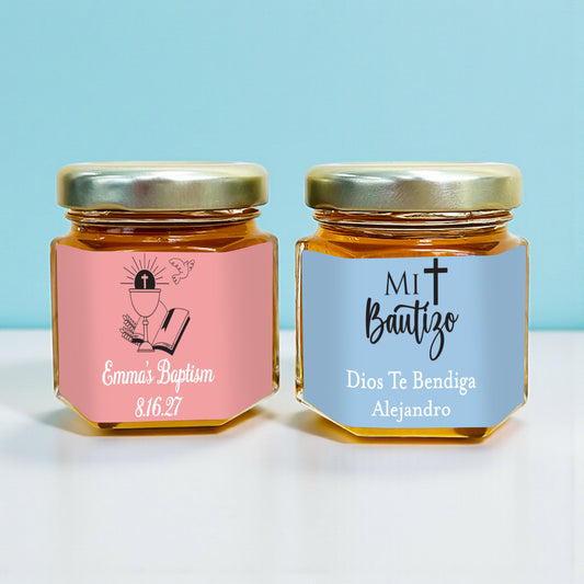 Religious Personalized Mini Honey Jar Filled with Honey - Set of 12