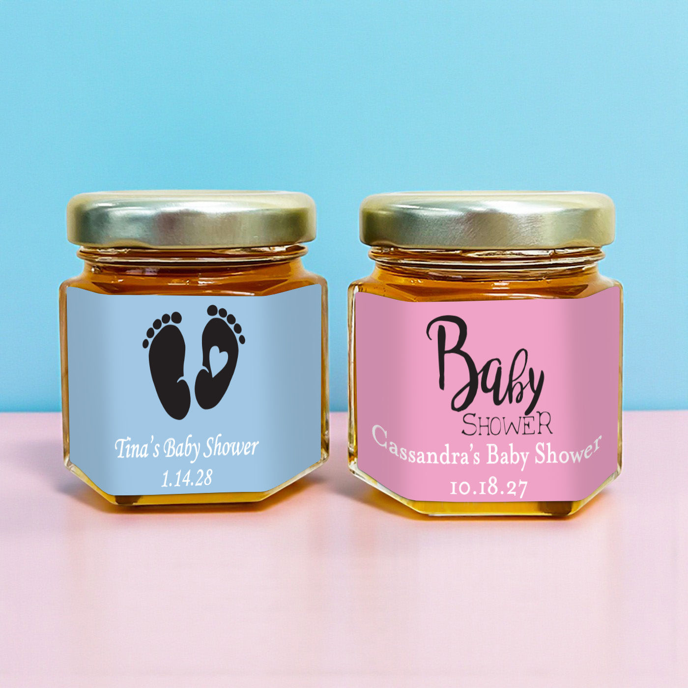 Baby Shower Personalized Mini Honey Jar Filled with Honey - Set of 12