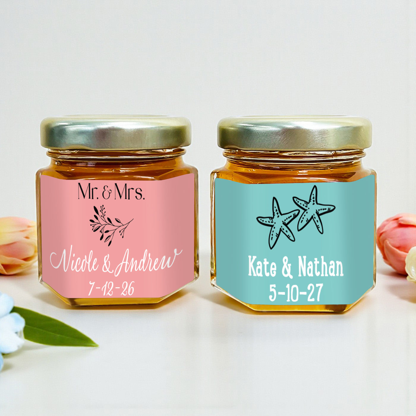 Wedding Personalized Mini Honey Jar Filled with Honey - Set of 12