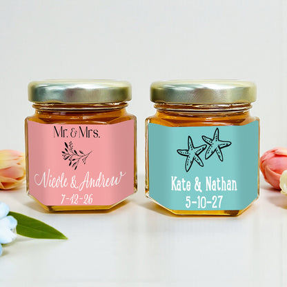 Wedding Personalized Mini Honey Jar Filled with Honey - Set of 12
