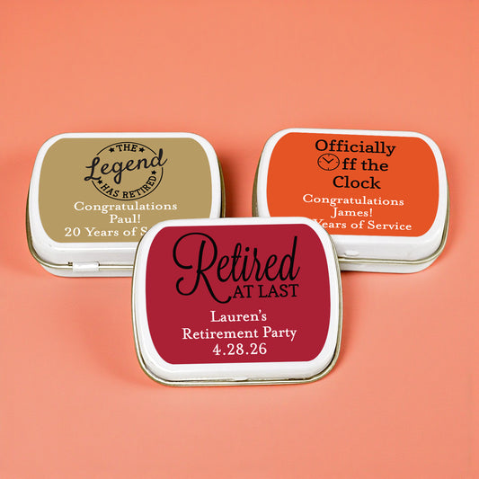 Retirement Personalized Mint Tins - Set of 10