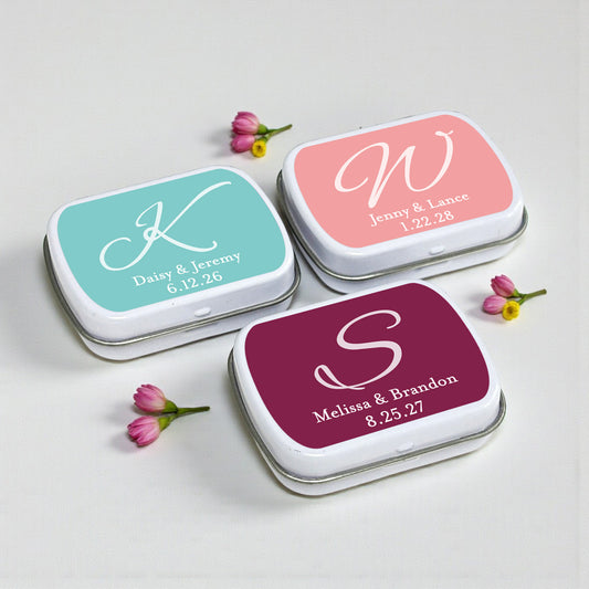 Monogram Script Personalized Mint Tins - Set of 10