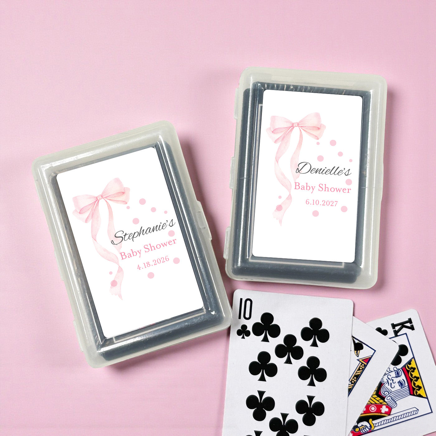Pink Bow Personalized Playing Cards - Set of 10