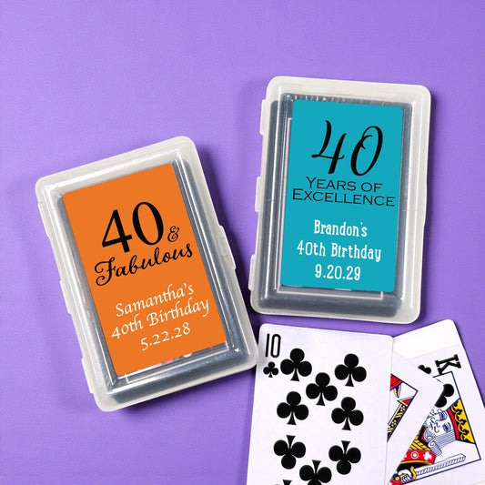 40th Birthday Personalized Playing Cards - Set of 10