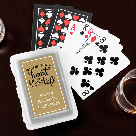 With My Whole Heart For My Whole Life Personalized Playing Cards - Set of 10