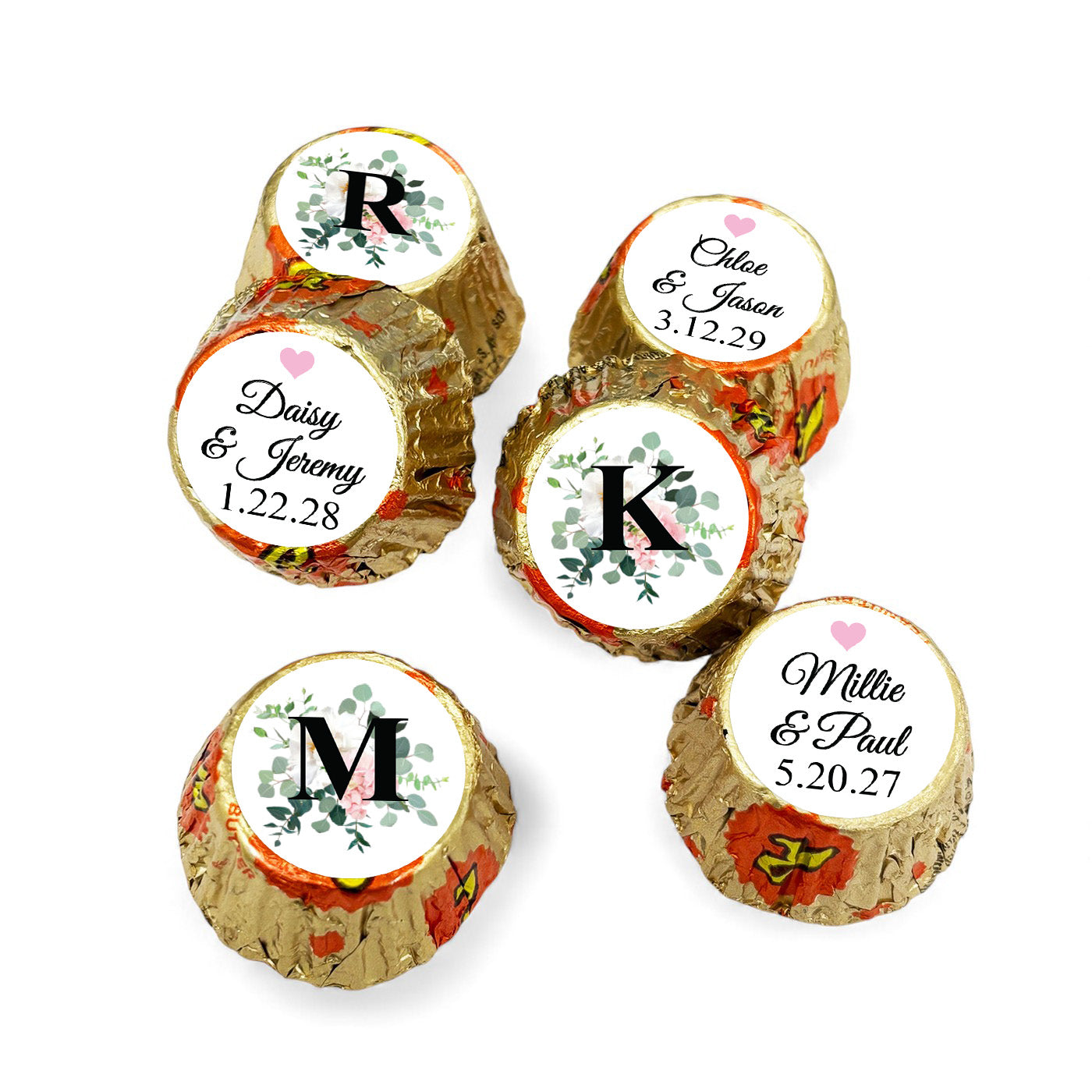 Initial Spring Flowers Personalized Reese's Miniature Peanut Butter Cups