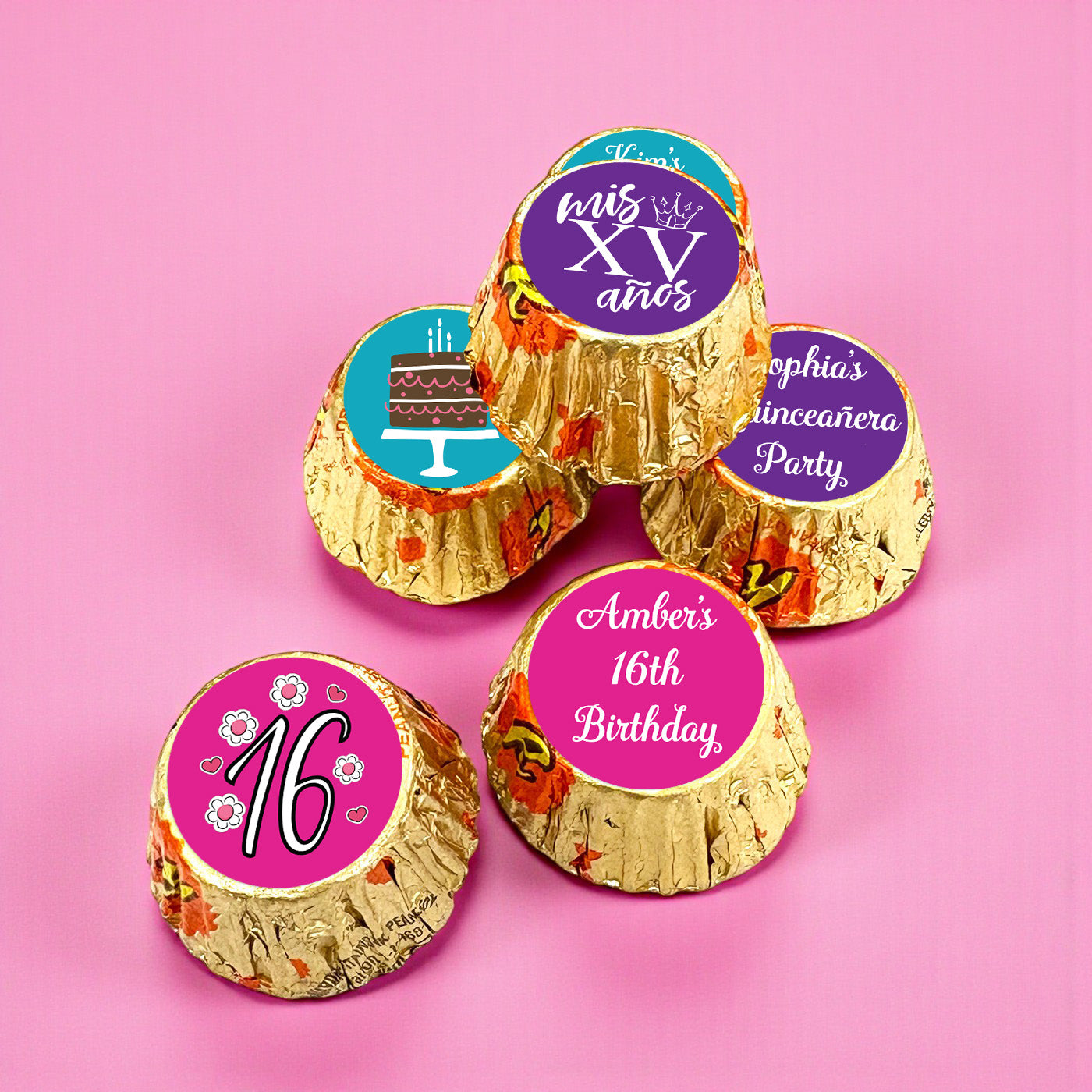 Sweet 16 or Mis Quince Personalized Reese's Miniature Peanut Butter Cups