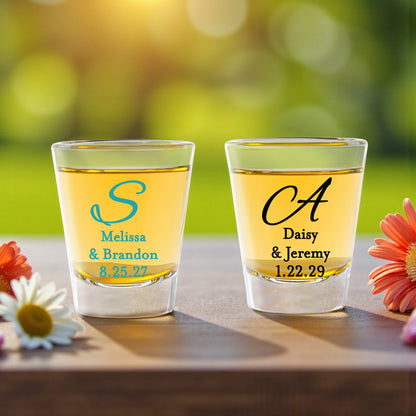 Monogram Script Personalized Fluted Shot Glass - Set of 24