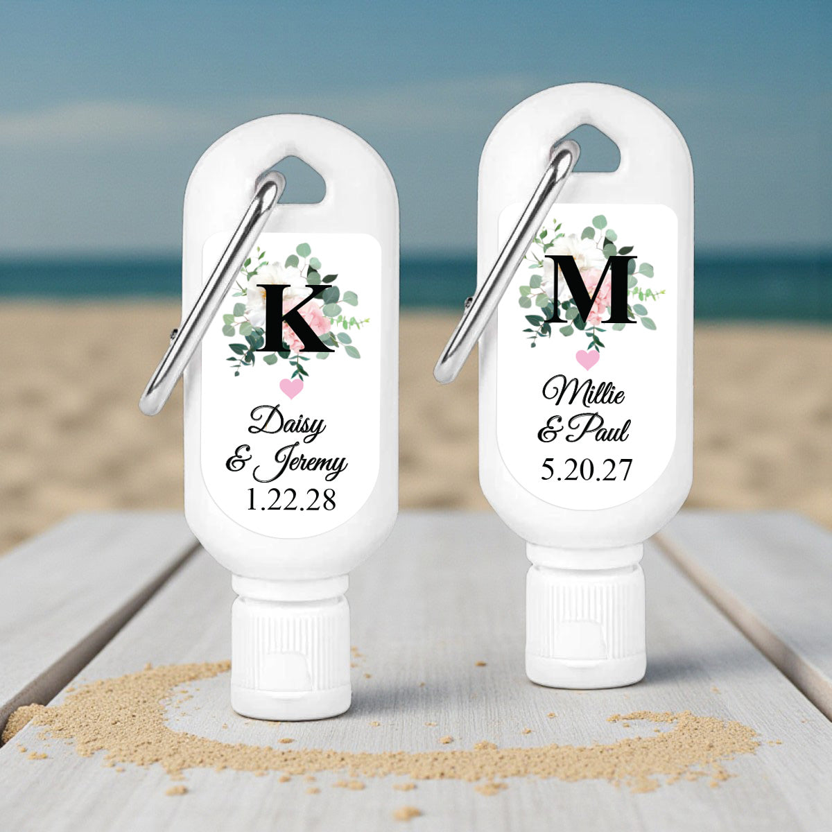 Initial Spring Flowers Personalized Mini Sunscreen - Set of 6