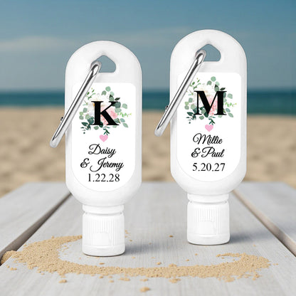 Initial Spring Flowers Personalized Mini Sunscreen - Set of 6