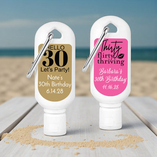 30th Birthday Personalized Mini Sunscreen - Set of 6
