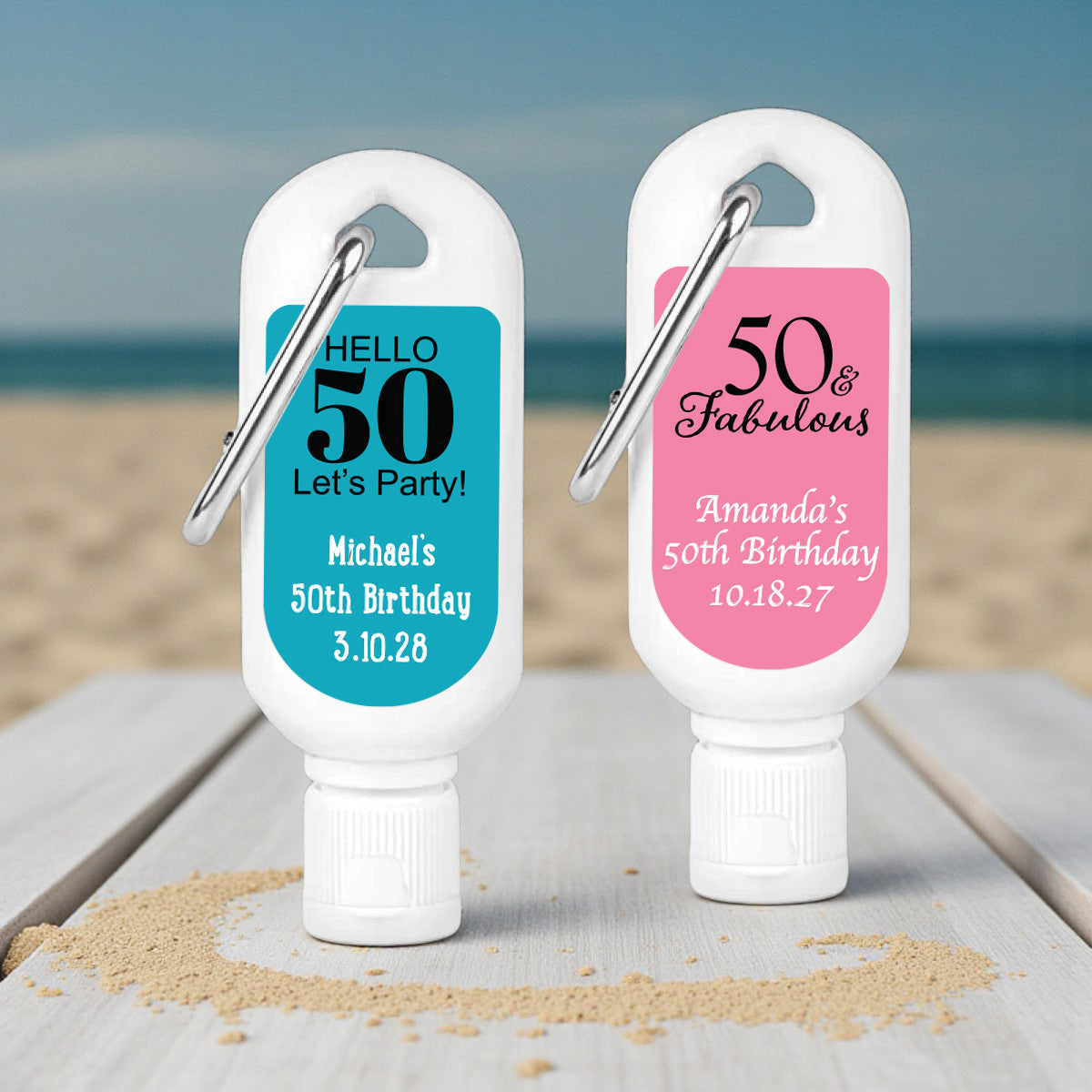 50th Birthday Personalized Mini Sunscreen - Set of 6