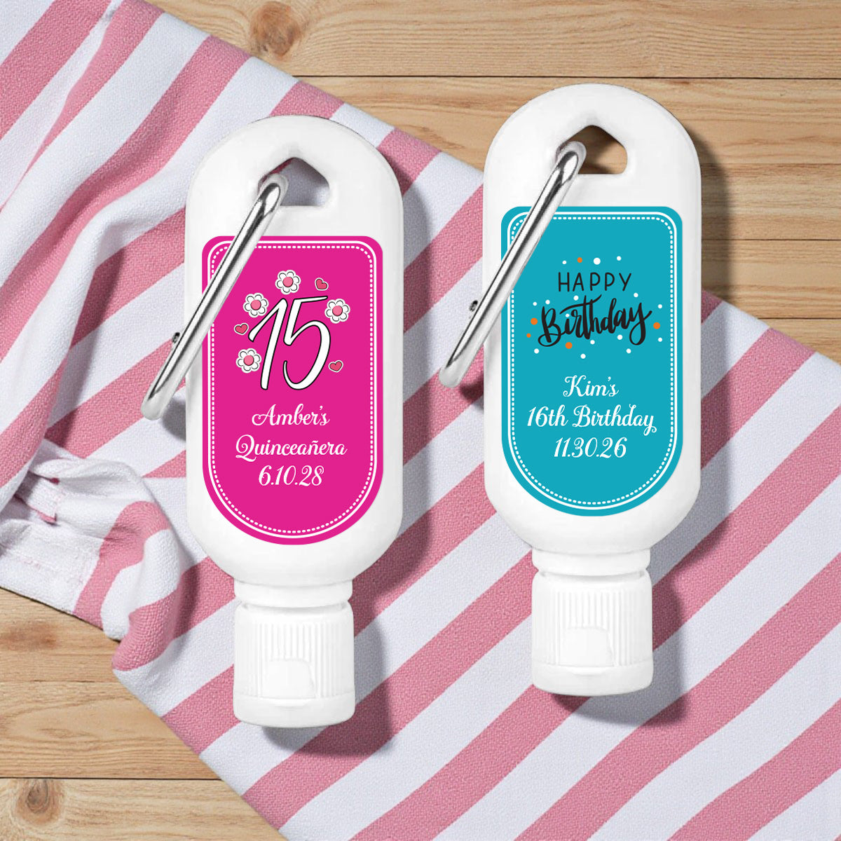 Sweet 16 or Mis Quince Personalized Mini Sunscreen - Set of 6