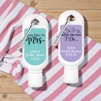 Bridal Shower Personalized Mini Sunscreen - Set of 6
