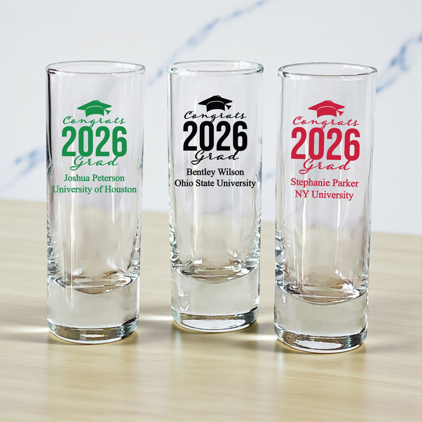 Congrats Grad Personalized Tall Shot Glass - Set of 24
