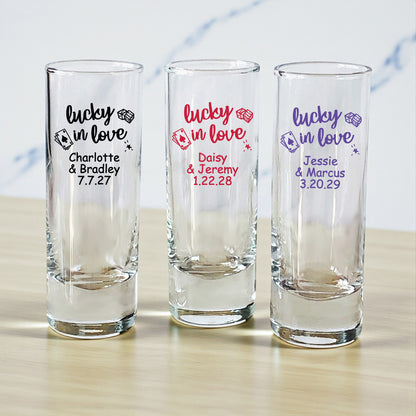 Lucky In Love Personalized Tall Shot Glass - Set of 24