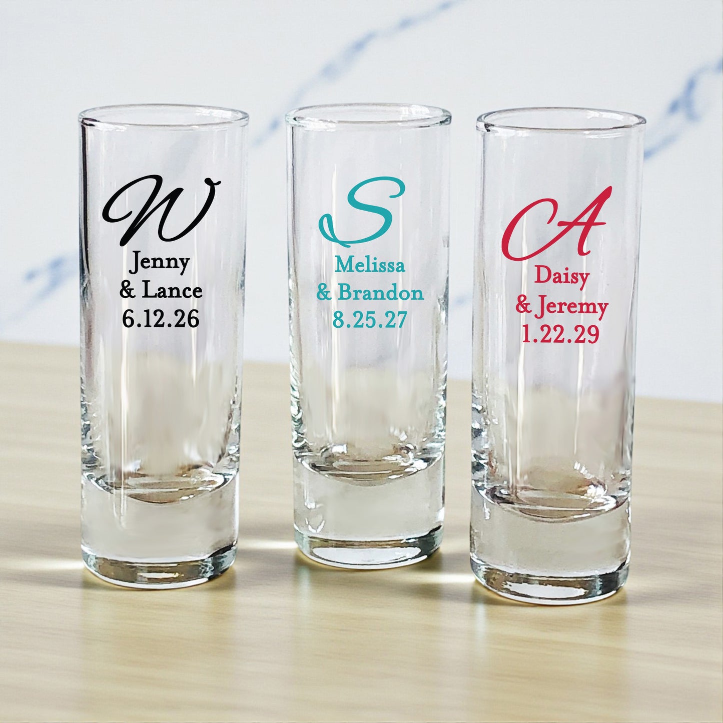 Monogram Script Personalized Tall Shot Glass - Set of 24