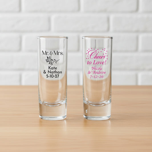 Wedding Personalized Tall Shot Glass - Set of 24