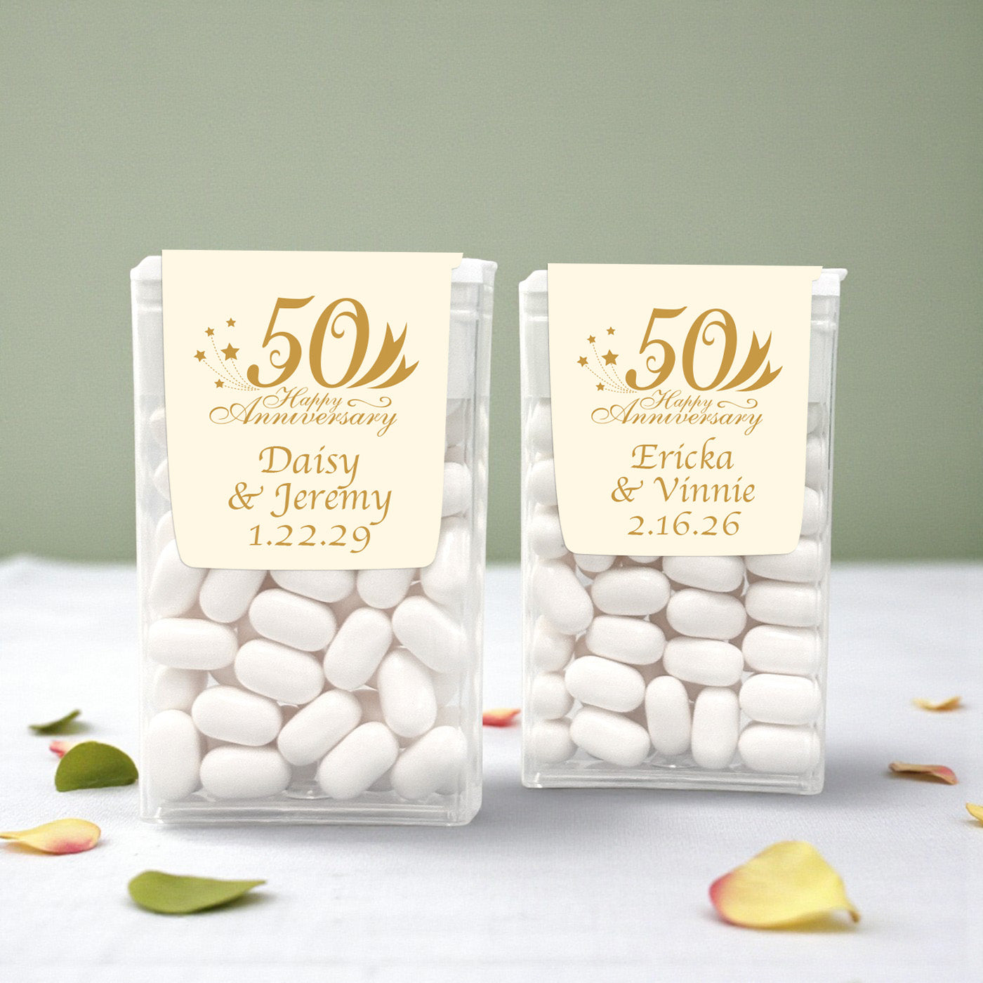 50th Wedding Anniversary Personalized Tic Tac Labels- Set of 24