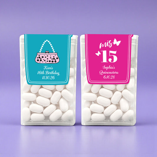 Sweet 16 or Mis Quince Personalized Tic Tac Labels- Set of 24