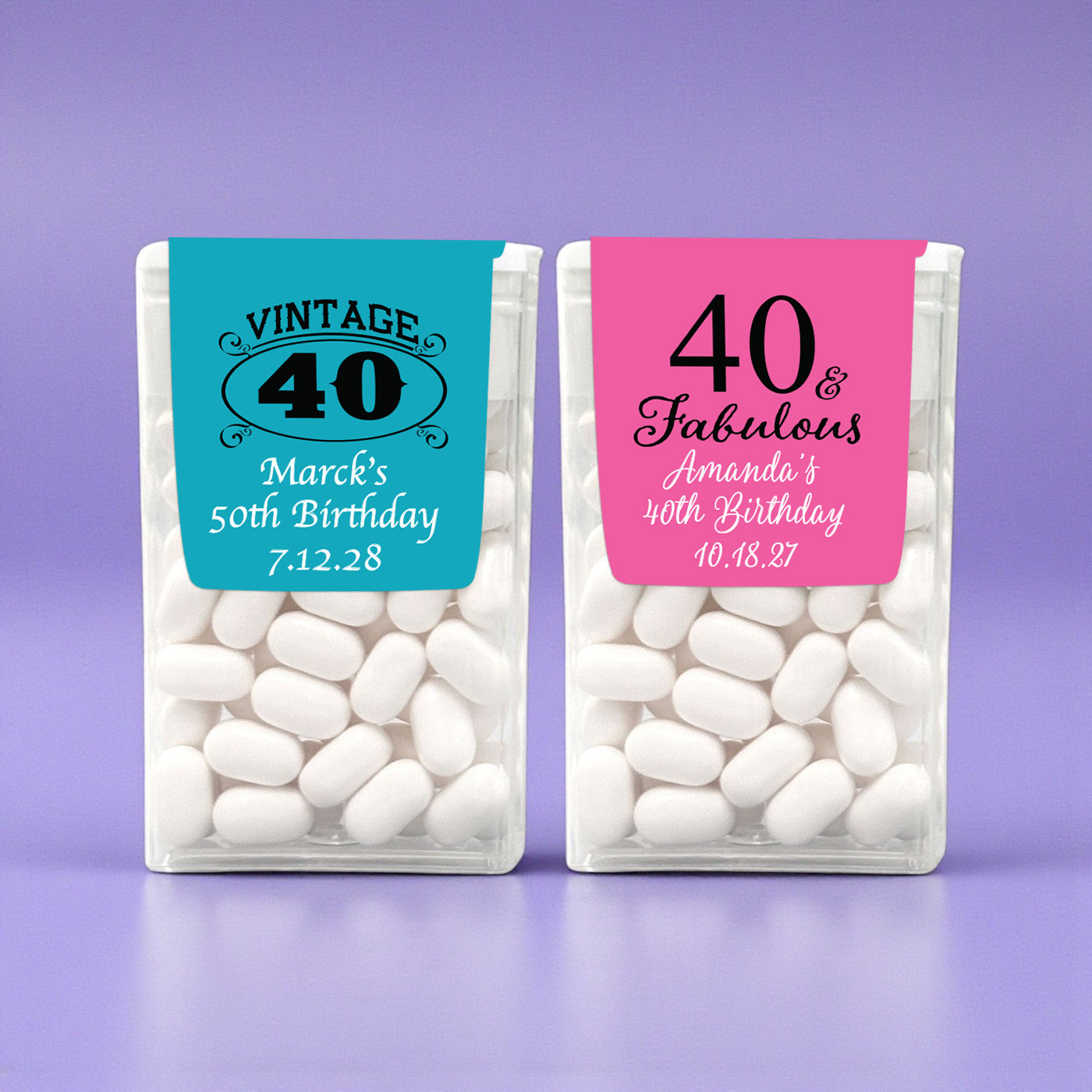 40th Birthday Personalized Tic Tac Labels- Set of 24