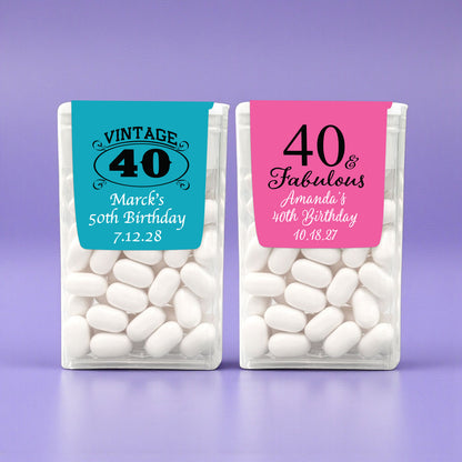 40th Birthday Personalized Tic Tac Labels- Set of 24