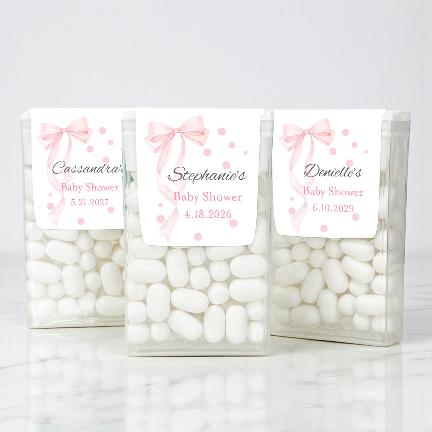 Pink Bow Personalized Tic Tac Labels- Set of 24