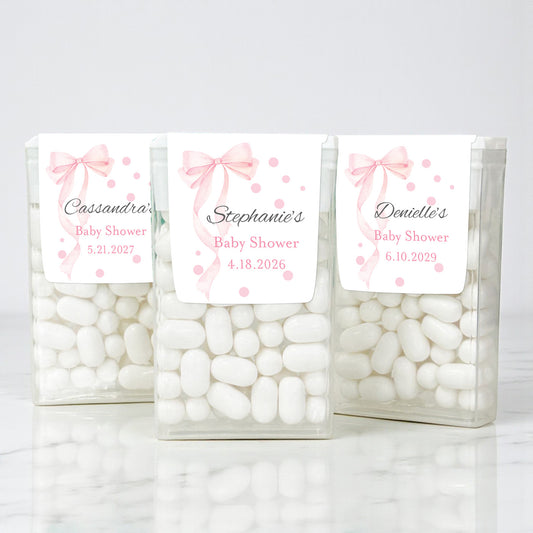 Pink Bow Personalized Tic Tac Labels- Set of 24