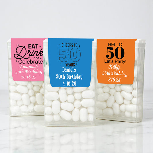 50th Birthday Personalized Tic Tac Labels- Set of 24