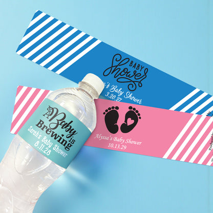 Baby Shower Personalized Water Bottle Labels - Set of 12