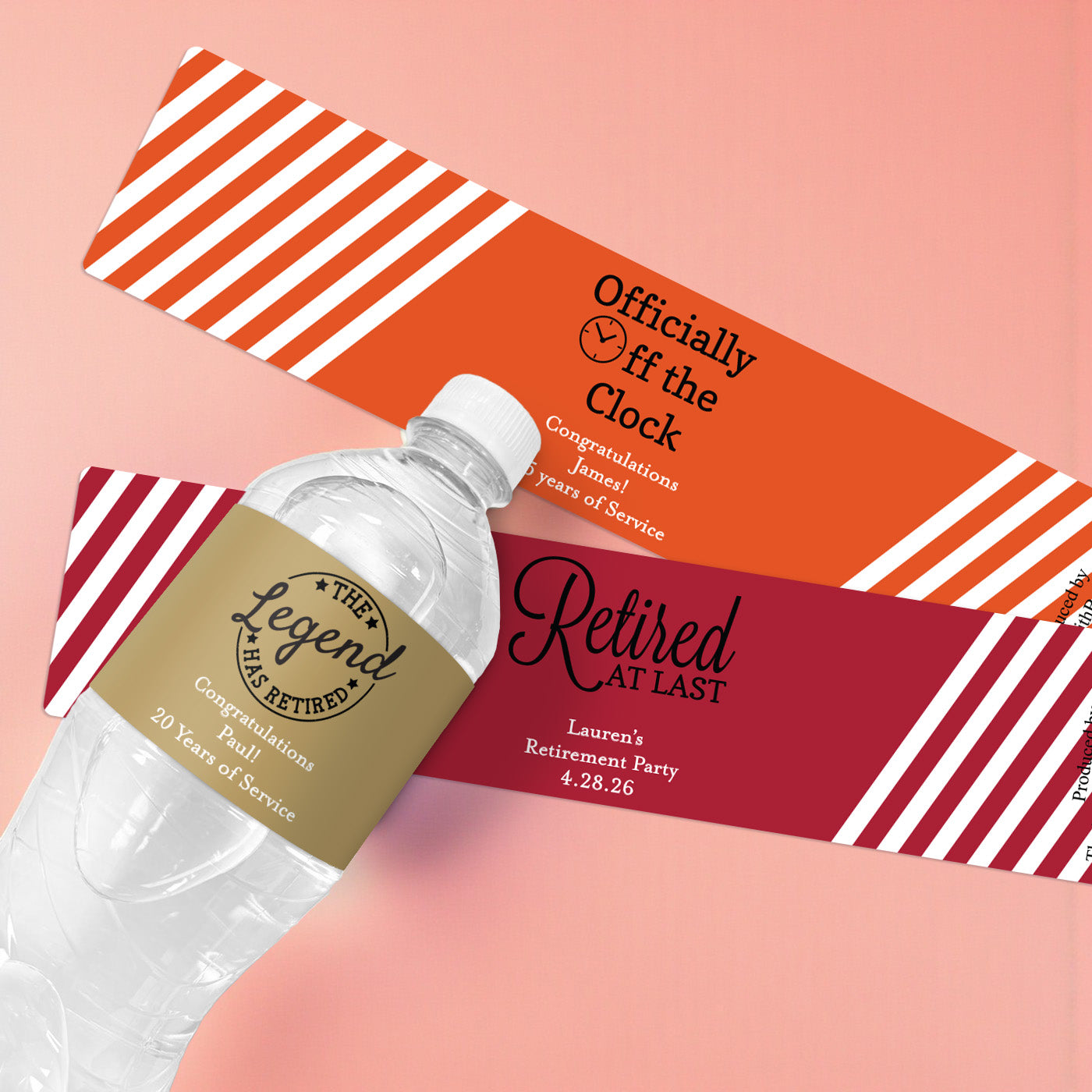 Retirement Personalized Water Bottle Labels - Set of 12