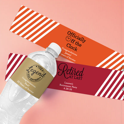 Retirement Personalized Water Bottle Labels - Set of 12