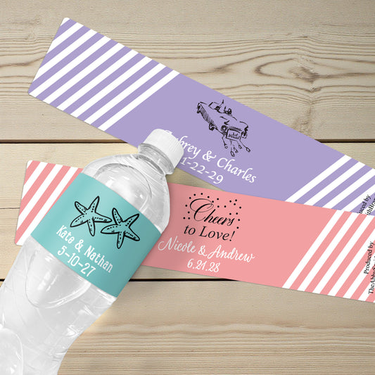 Wedding Personalized Water Bottle Labels - Set of 12