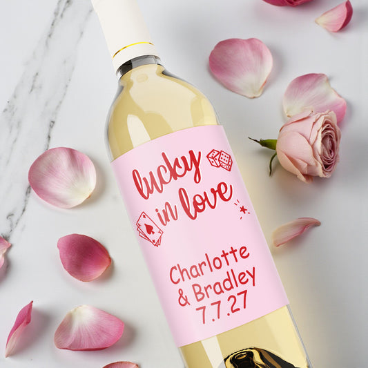 Lucky In Love Personalized Wine Bottle Labels - Set of 12