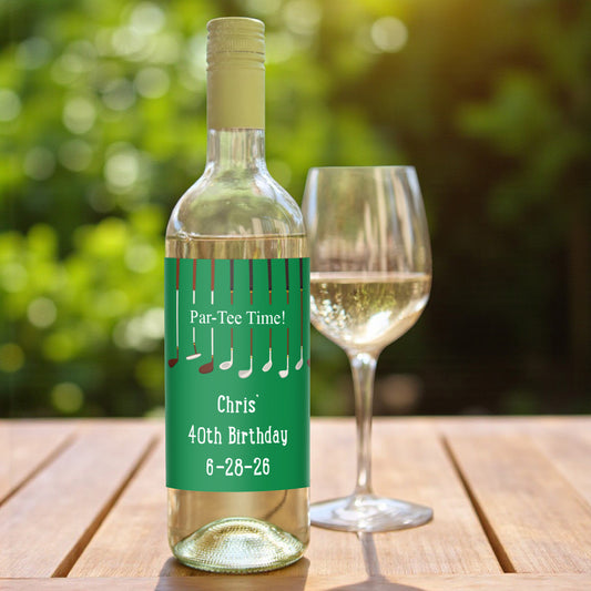 Par Tee Time Personalized Wine Bottle Labels - Set of 12