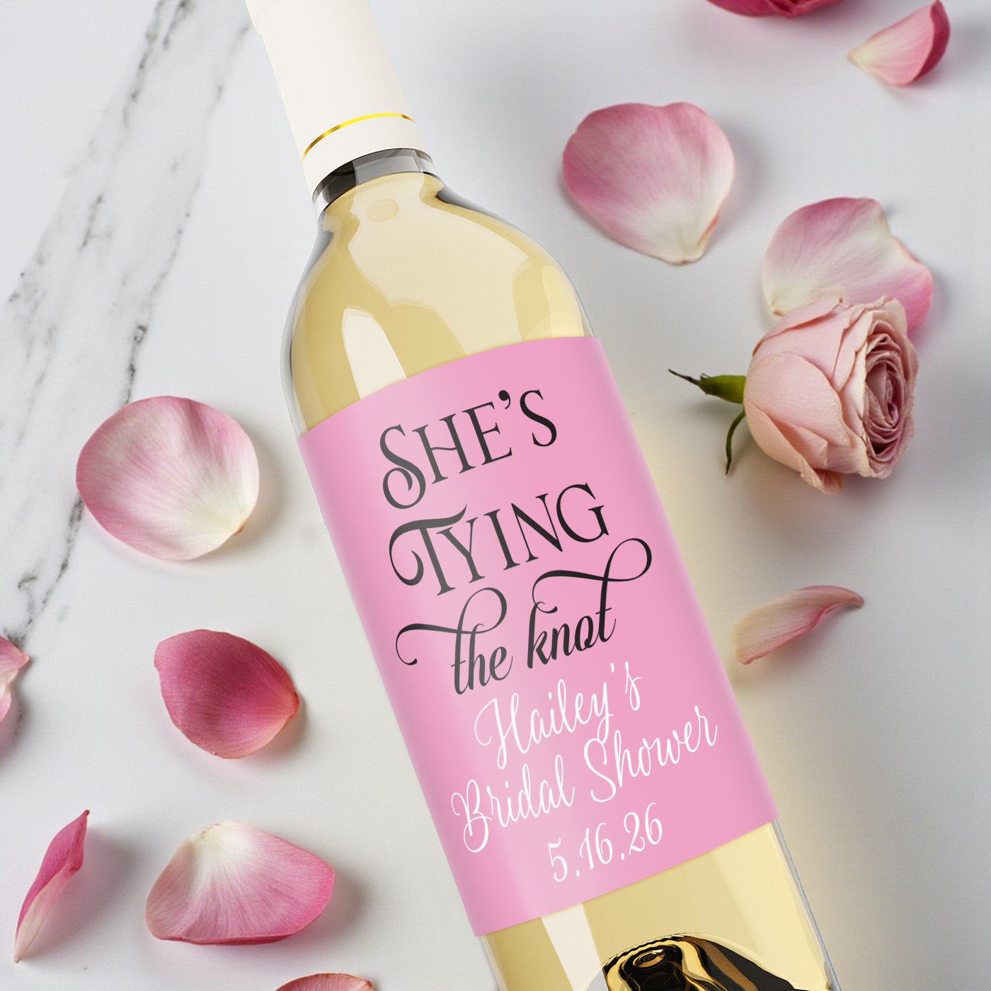 Bridal Shower Personalized Wine Bottle Labels - Set of 12