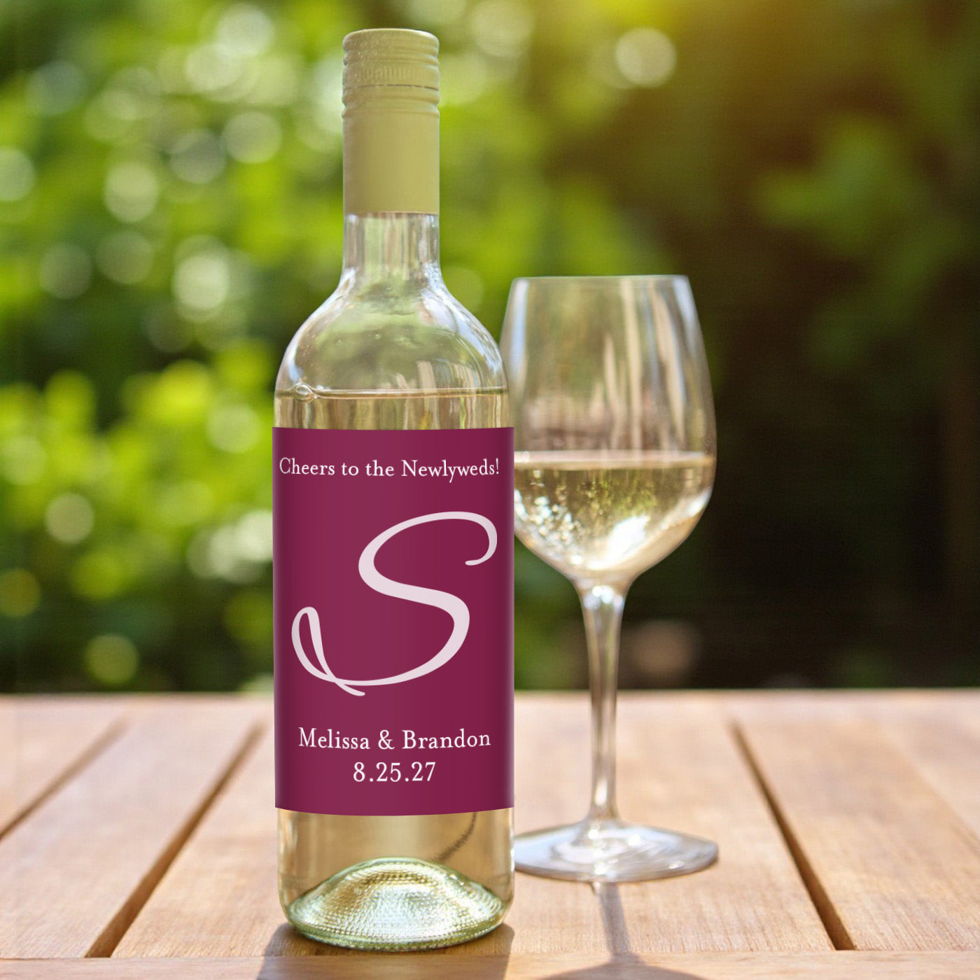 Monogram Script Personalized Wine Bottle Labels - Set of 12