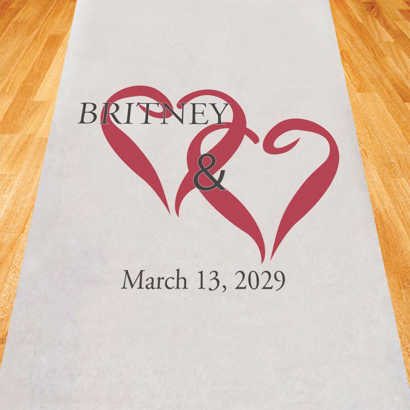 Couple Hearts Personalized Wedding Aisle Runner
