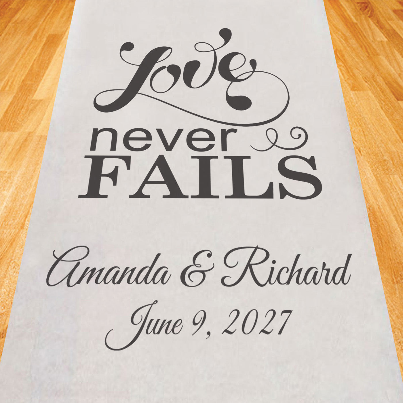 Love Never Fails Personalized Wedding Aisle Runner