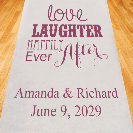 Love Laughter Happily Ever After Personalized Wedding Aisle Runner