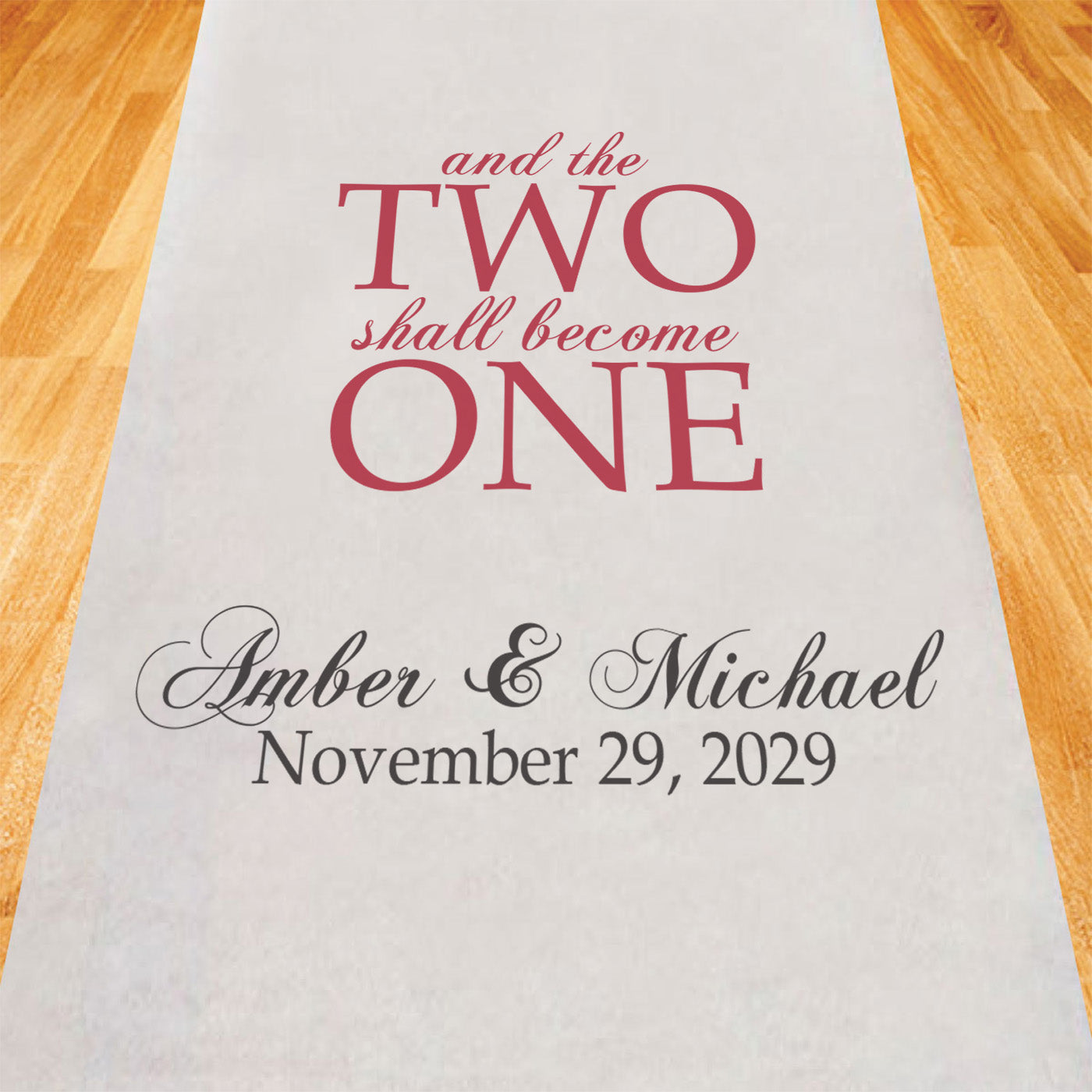 And The Two Shall Become One Personalized Wedding Aisle Runner
