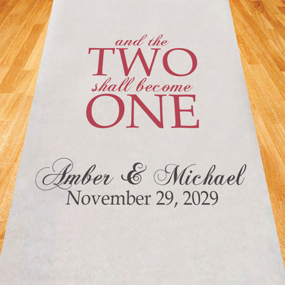 And The Two Shall Become One Personalized Wedding Aisle Runner