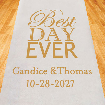 Best Day Ever Personalized Wedding Aisle Runner