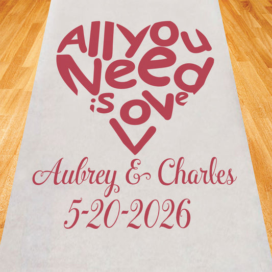 All You Need Is Love Personalized Wedding Aisle Runner