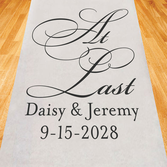 At Last Personalized Wedding Aisle Runner